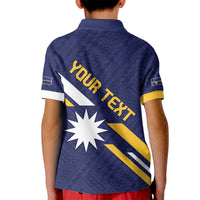 Personalised Happy Nauru Independence Day Kid Polo Shirt Polynesian Pattern