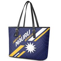 Happy Nauru Independence Day Leather Tote Bag Polynesian Pattern