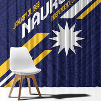 Happy Nauru Independence Day Window Curtain Polynesian Pattern