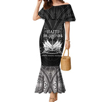 Haiti 1804 Family Matching Mermaid Dress and Hawaiian Shirt Polynesian Silver Neg Maron