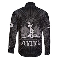 Haiti 1804 Family Matching Off The Shoulder Long Sleeve Dress and Hawaiian Shirt Polynesian Silver Neg Maron