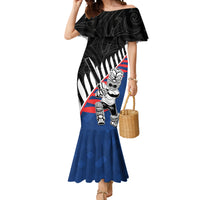 Custom New Zealand Auckland Cricket Mermaid Dress With Maori Pattern LT05 Women Blue - Polynesian Pride