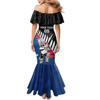 Custom New Zealand Auckland Cricket Mermaid Dress With Maori Pattern LT05 - Polynesian Pride