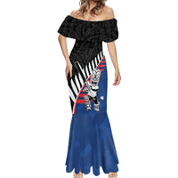 Custom New Zealand Auckland Cricket Mermaid Dress With Maori Pattern LT05 - Polynesian Pride