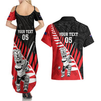Custom New Zealand Canterbury Cricket Couples Matching Summer Maxi Dress and Hawaiian Shirt With Maori Pattern