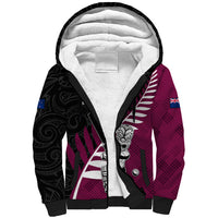Custom New Zealand Northern Districts Cricket Sherpa Hoodie With Maori Pattern LT05 Unisex Maroon - Polynesian Pride