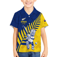 Custom New Zealand Otago Cricket Family Matching Short Sleeve Bodycon Dress and Hawaiian Shirt With Maori Pattern