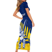 Custom New Zealand Otago Cricket Short Sleeve Bodycon Dress With Maori Pattern LT05 - Polynesian Pride