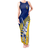 Custom New Zealand Otago Cricket Tank Maxi Dress With Maori Pattern LT05 Women Yellow - Polynesian Pride
