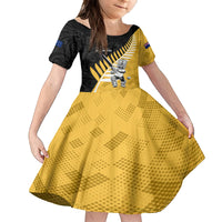 Custom New Zealand Wellington Cricket Family Matching Off Shoulder Short Dress and Hawaiian Shirt With Maori Pattern