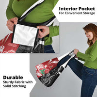 New Zealand And England Rugby Grocery Bag Maori Tiki With Red Rose Together