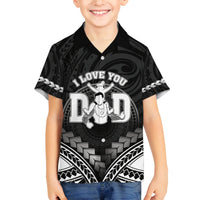 Personalised Happy Father's Day Family Matching Long Sleeve Bodycon Dress and Hawaiian Shirt I Love You Dad Polynesian Style