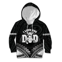 Personalised Happy Father's Day Kid Hoodie I Love You Dad Polynesian Style LT05 Hoodie Black - Polynesian Pride