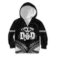 Personalised Happy Father's Day Kid Hoodie I Love You Dad Polynesian Style LT05 Zip Hoodie Black - Polynesian Pride