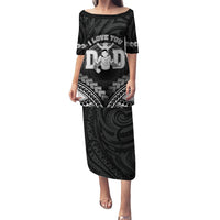 Personalised Happy Father's Day Puletasi I Love You Dad Polynesian Style LT05 Long Dress Black - Polynesian Pride