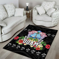 Guam Chamorro Area Rug Tribal Latte Stone With Dolphins Black