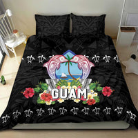 Guam Chamorro Bedding Set Tribal Latte Stone With Dolphins Black