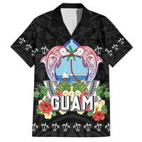 Guam Chamorro Family Matching Tank Maxi Dress and Hawaiian Shirt Tribal Latte Stone With Dolphins Black