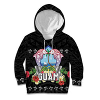 Guam Chamorro Kid Hoodie Tribal Latte Stone With Dolphins Black