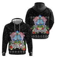 Guam Chamorro Zip Hoodie Tribal Latte Stone With Dolphins Black