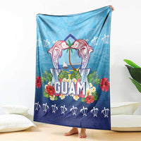 Guam Chamorro Blanket Tribal Latte Stone With Dolphins Blue