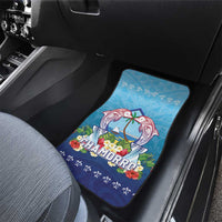 Guam Chamorro Car Mats Tribal Latte Stone With Dolphins Blue