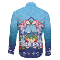 Guam Chamorro Family Matching Off The Shoulder Long Sleeve Dress and Hawaiian Shirt Tribal Latte Stone With Dolphins Blue