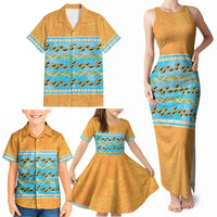 Hawaii Humuhumu Fish Maile Pikake Lei Family Matching Tank Maxi Dress and Hawaiian Shirt Tribal Tapa Orange Version LT05 - Polynesian Pride