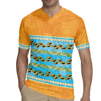 Hawaii Humuhumu Fish Maile Pikake Lei Rugby Jersey Tribal Tapa Orange Version LT05 - Polynesian Pride
