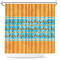 Hawaii Humuhumu Fish Maile Pikake Lei Shower Curtain Tribal Tapa Orange Version