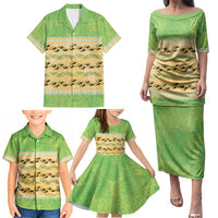 Hawaii Humuhumu Fish Maile Pikake Lei Family Matching Puletasi and Hawaiian Shirt Tribal Tapa Green Version LT05 - Polynesian Pride