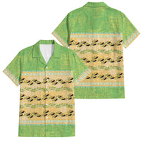 Hawaii Humuhumu Fish Maile Pikake Lei Family Matching Tank Maxi Dress and Hawaiian Shirt Tribal Tapa Green Version LT05 Dad's Shirt - Short Sleeve Green - Polynesian Pride