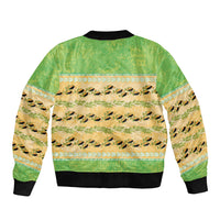 Hawaii Humuhumu Fish Maile Pikake Lei Sleeve Zip Bomber Jacket Tribal Tapa Green Version LT05 - Polynesian Pride