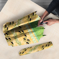 Hawaii Humuhumu Fish Maile Pikake Lei Umbrella Tribal Tapa Green Version