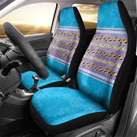 Hawaii Humuhumu Fish Maile Pikake Lei Car Seat Cover Tribal Tapa Blue Version