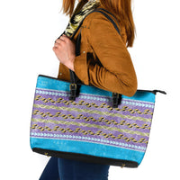 Hawaii Humuhumu Fish Maile Pikake Lei Leather Tote Bag Tribal Tapa Blue Version LT05 Blue - Polynesian Pride