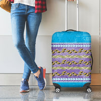 Hawaii Humuhumu Fish Maile Pikake Lei Luggage Cover Tribal Tapa Blue Version