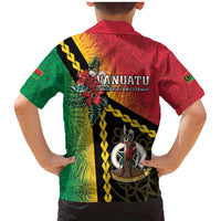 Happy Vanuatu Constitution Day Family Matching Mermaid Dress and Hawaiian Shirt Flag Style With Sand Drawing Pattern