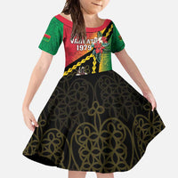 Happy Vanuatu Constitution Day Family Matching Off Shoulder Maxi Dress and Hawaiian Shirt Flag Style With Sand Drawing Pattern