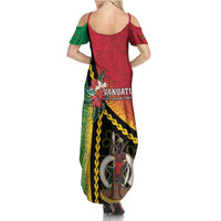 Happy Vanuatu Constitution Day Family Matching Summer Maxi Dress and Hawaiian Shirt Flag Style With Sand Drawing Pattern