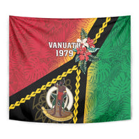 Happy Vanuatu Constitution Day Tapestry Flag Style With Sand Drawing Pattern LT05 - Polynesian Pride