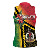 Happy Vanuatu Constitution Day Women Sleeveless Polo Shirt Flag Style With Sand Drawing Pattern LT05 - Polynesian Pride