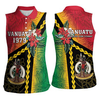 Happy Vanuatu Constitution Day Women Sleeveless Polo Shirt Flag Style With Sand Drawing Pattern LT05 - Polynesian Pride