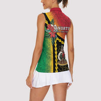 Happy Vanuatu Constitution Day Women Sleeveless Polo Shirt Flag Style With Sand Drawing Pattern LT05 - Polynesian Pride