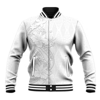 Tokelau White Sunday Baseball Jacket Elegant Hibiscus Polynesian Tribal Pattern LT05 Unisex White - Polynesian Pride