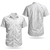 Tokelau White Sunday Couples Matching Off Shoulder Short Dress and Hawaiian Shirt Elegant Hibiscus Polynesian Tribal Pattern LT05 - Polynesian Pride