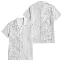 Tokelau White Sunday Family Matching Off The Shoulder Long Sleeve Dress and Hawaiian Shirt Elegant Hibiscus Polynesian Tribal Pattern LT05 Dad's Shirt - Short Sleeve White - Polynesian Pride