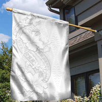 Tokelau White Sunday Garden Flag Elegant Hibiscus Polynesian Tribal Pattern LT05 - Polynesian Pride