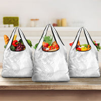 Tokelau White Sunday Grocery Bag Elegant Hibiscus Polynesian Tribal Pattern LT05 3-pack One Size White - Polynesian Pride