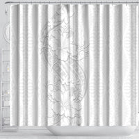 Tokelau White Sunday Shower Curtain Elegant Hibiscus Polynesian Tribal Pattern LT05 - Polynesian Pride